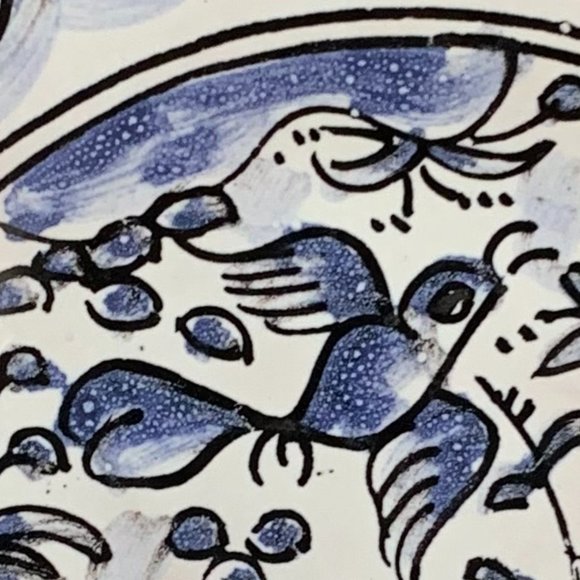 VTG Berardos Portugal Hand Painted Trinket Ring Dish Blue White Bird House - Picture 6 of 7